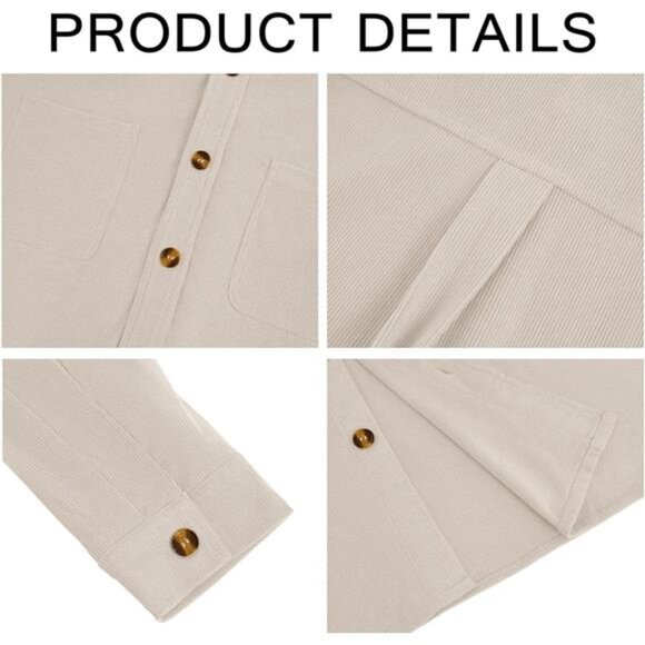 Men's Button Down Shirts Beige - Picture 6 of 7